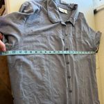 Liz Baker Vintage 90s Blue Textured Silk Button Front Short Sleeve Oversized Shirt Size XL Photo 6