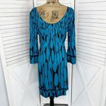 Diane Von Furstenberg  Aggie Freedom Trail Silk Knit Sheath Mini Dress Teal Black Photo 3