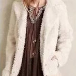 Anthropologie Elevenses  Colorblock Faux Fur Coat Jacket Tan Beige Small Photo 0