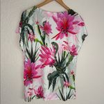 Ted Baker London Top Tee Leileen Green Chameleon Lizard Palm Pink Floral Large Photo 5