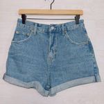 BDG Women's Urban Outfitters Medium Wash Denim High Rise Rolled Cuff Mom Shorts Photo 0