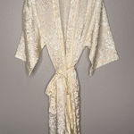 Lord & Taylor Robe Womens Ivory Satin Jacquard Floral Belted Bridal XL READ SIZE Photo 0