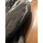 LA JOANNE Leather & Suede Vintage Moto Jacket Black Size Small Puff Sleeve Belt Photo 15