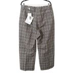 MM6 MAISON MARGIELA Plaid‎ Wide Leg Cropped Wool Trouser NWT Sz46 (US10) Black Size 10 Photo 2