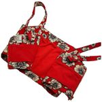 Forever 21 Floral Textured Crop Top Square Neck Wide Convertible Straps Red M Photo 4