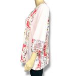 Flamingo Womens Peasant Top Blouse Shirt Stripes Paisley Floral V Neck Pink Med Photo 3