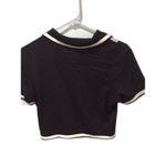 Medium women cropped zip front sweater short sleeve Pink black collar retro look Photo 1