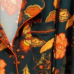 IMAN Dark Green and Orange Floral Pajama Set Size Petite Large Photo 3
