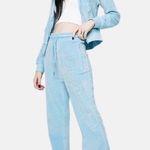 Hello Kitty NWT  Rhinestone Women’s UK 6 US 2 Baby Blue Velour Wide Leg Joggers Photo 1