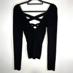 Free People Women's Bodycon Peephole Black Pullover Sweater Viscose Medium Boho Photo 7