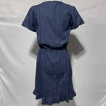 J Crew Chambray Short Sleeve Ruffle Hem Faux Wrap Dress L0545 Dark Blue Size XS Photo 10