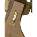 Louise et Cie Wedge Sandals 8 Womens Beige Open Toe Ankle Stacked Heel Patent Photo 5
