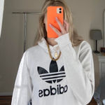 Adidas  white Cropped  Hoodie with Black Trefoil Logo Photo 0