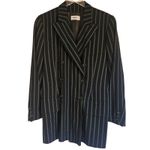 Apara Paris Pinstripe Blazer Women's Business Casual Wool Size 42‎ / XL Blue Photo 1