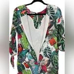 Vilagallo Mini Dress Size 36 Tropical Jungle Lined 3/4 Sleeve Green Photo 2