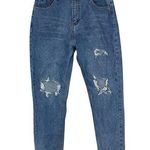 SheIn Distressed Denim High Rise Straight Leg Jeans Size Large Photo 0