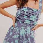 Free People Meet Me In Maui Printed Mini Dress in Ocean Combo Blue Size XL Photo 0