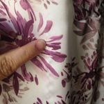 Avon Pleated V Neck Silky Tunic Top S White Floral Pockets Roll Tab Sleeves Photo 4