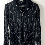 Ming Wang  designer black and white knit sweater size small full zip Photo 0