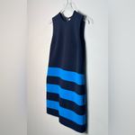 Victoria Beckham Navy Blue Midnight Turquoise Stripe Knit Shift Dress Photo 4