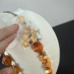 Trigg Leather Western Orange Stone Beaded Concho Necklace & Earrings Set Photo 3