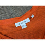 Chico's  Orange V Neck Blouse Embroidered Puff Sleeve Shirt Size 2 - Large Photo 2