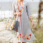 Spartina 449 Fleur de Vigne Flare Sleeve Tunic Dress Size XS Photo 0