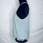 fab'rik Fab’rik Blue Heathered Sleeveless Sweater Sz M Fringe Hem Lightweight Halter NWT Photo 3