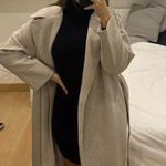 Wool coat long Heather Gray womens belted collar jacket Size XS Photo 7