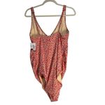 Amazon Essentials Size XL One Piece Swimsuit Orange and Pink Floral on a Peach Photo 8