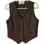 Vintage International Scene Vest Herringbone button women’s lined vest. Size M Brown Size M Photo 2