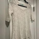 Maurice's Maurice’s White Lace Stretch Short Sleeve Tree Sheer Pullover Scoop Neck Size S Photo 1