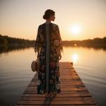 Johnny Was Mia Floral Border Long Dress Silk Blend Semi Sheer Size XS Photo 14