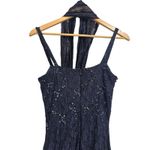 Rimini by Shaw women's y2k vintage navy sequined lace formal prom dress size 4 Blue Photo 5
