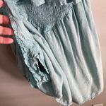 Raya Sun Aqua Blue embroidered Strapless Romper – Smocked Waist, Ruffle Overlay Photo 5