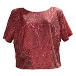 Lush Clothing NWOT Woman's Lush Sequin Short Sleeve Crop Top In Fuchsia Photo 0