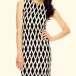 J. McLaughlin Tank Midi Stretch Dress Black White Diamond Print Sleeveless Sz M Photo 1
