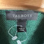 Talbots  Reindeer Star Christmas Holiday Sweater Womens  Large Green Mock Neck Photo 3