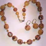 Amber Color Lucite Boho Beaded Necklace and Earring Set Brown Photo 2