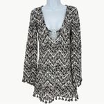 Ramy Brook NWT  Cassie Crochet Knit Boho Mini Dress | Sz Small | Black & Silver Photo 6