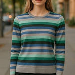 Vince Camuto Striped Crew Neck Sweater Photo 0