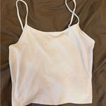 American Eagle Outfitters Cream Ribbed Tank Top Photo 0