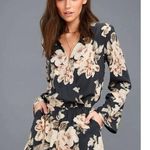 Lulus Prairie Daydream Washed Floral Print Romper 887 Blue Photo 0