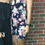 fab'rik  Navy Blue Pink Floral Halter Romper Photo 1