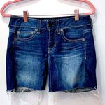 American Eagle Bermuda denim raw hem shorts sz 0 Photo 0