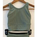 Strut this  XS Set Athletic Gym Ribbed Green Sports Bra and Legging EUC Sage Photo 1