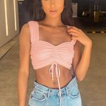 Lulus Adrenaline Ruche Blush Pink Mesh Drawstring Ruched Crop Top Photo 0