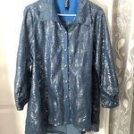 Berek Button up denim Shirt with Sequin Design cotton blend women size L Blue Size L Photo 0