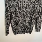 Top Knits Cardigan Sweater Silver Sparkle Black Paisley Size L Photo 6