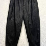Free People Pants Womens 0 Black Faux Leather High Rise Pleated Tapered Barrel Photo 0
